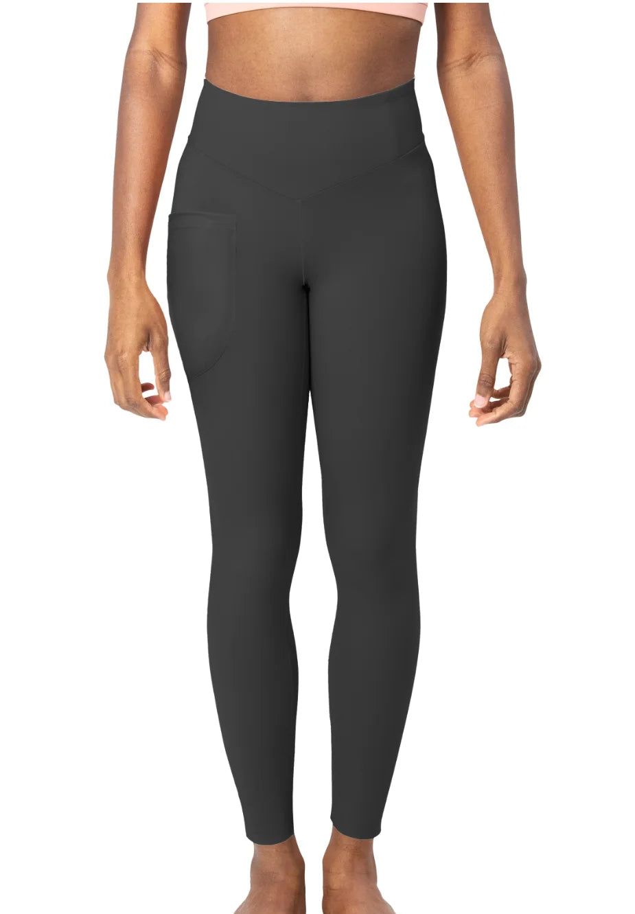 Charcoal Grey LuxeFlex High-Waist Gym Leggings | With Side Pocket | Minimalist - CozyVora™