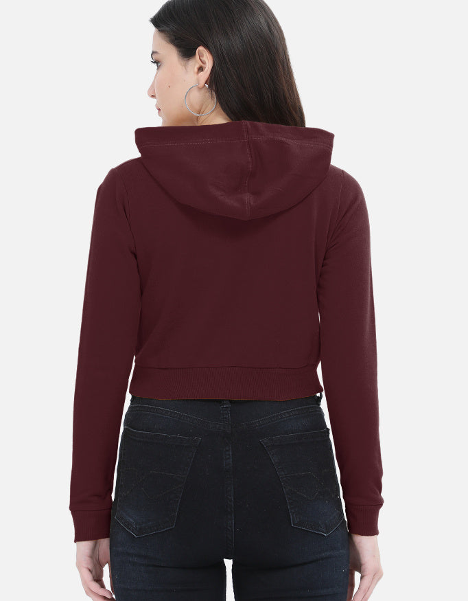 Woman wearing a burgundy hoodie from behind on a white background
Crestcrop Cropped Hoodie – Women’s 320 GSM Fleece – Minimalist Fit – CozyVora