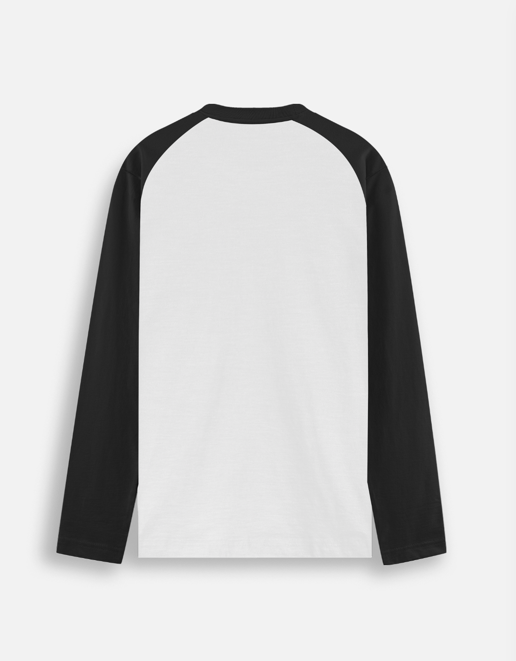 Black and white long-sleeve shirt on a light gray background