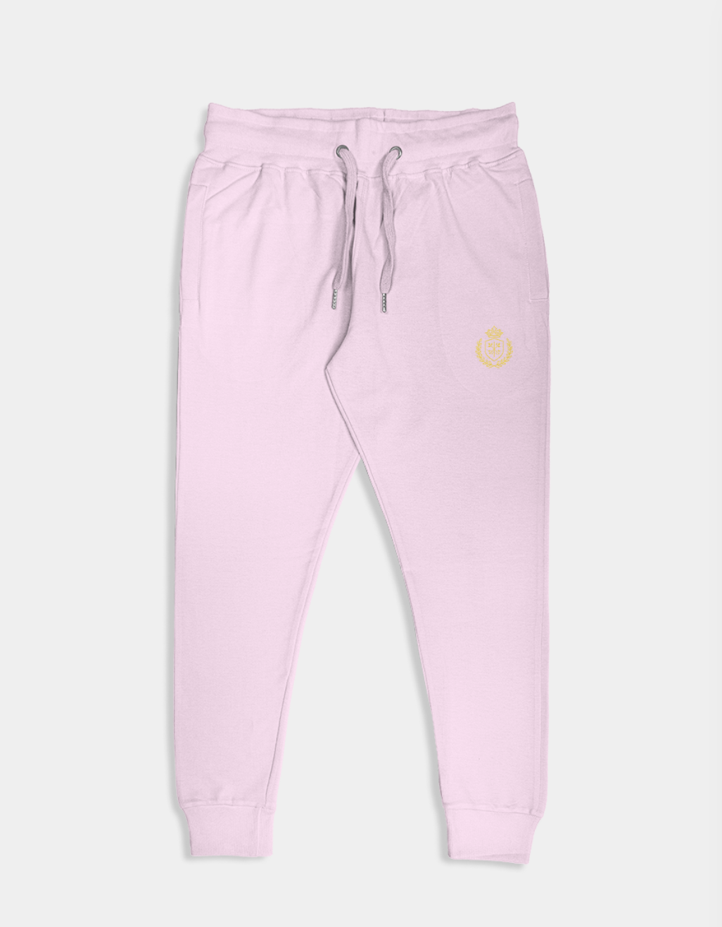 OFFHOUR Joggers  in brushed cotton fleece – unisex comfort wear in premium minimalist style

Pink sweatpants with a logo on a white background