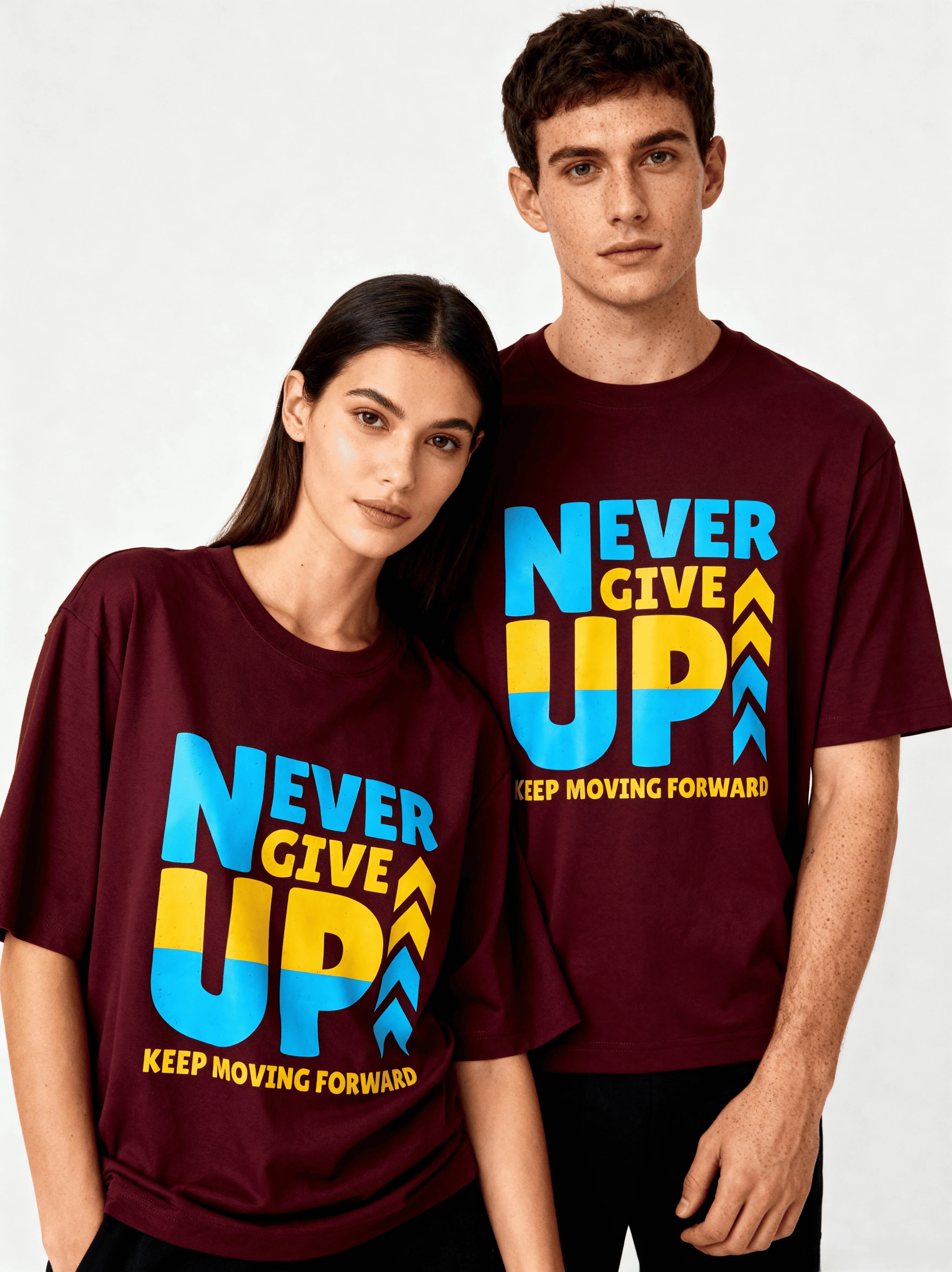 "Never Give Up" Oversized T-Shirt - CozyVora™