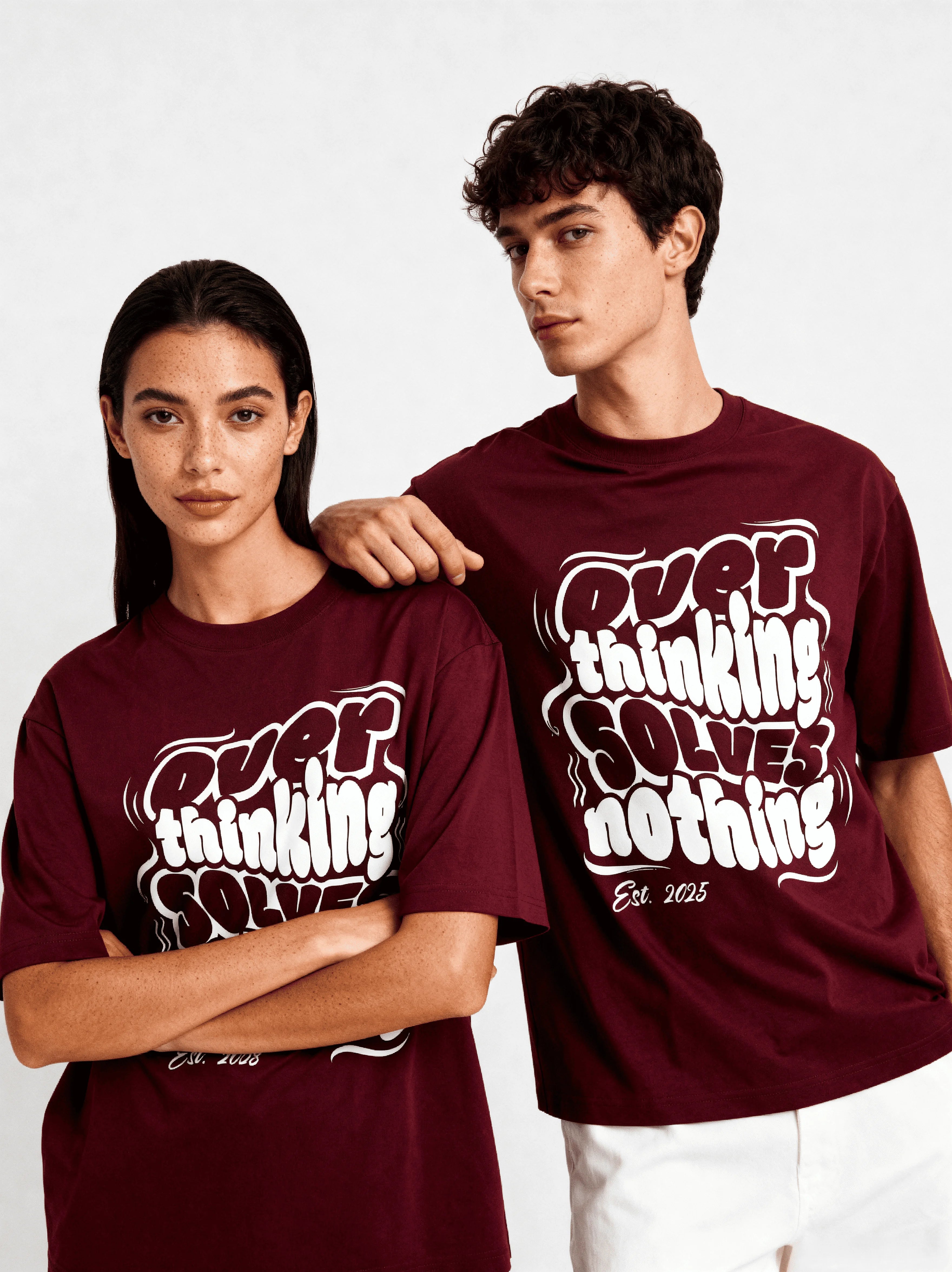 Overthinking Solves Nothing Oversized T-Shirt | Mindset Series - CozyVora™