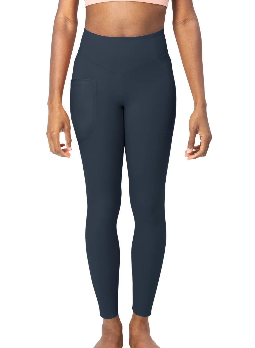 Navy Blue LuxeFlex High-Waist Gym Leggings | With Side Pocket | Minimalist - CozyVora™