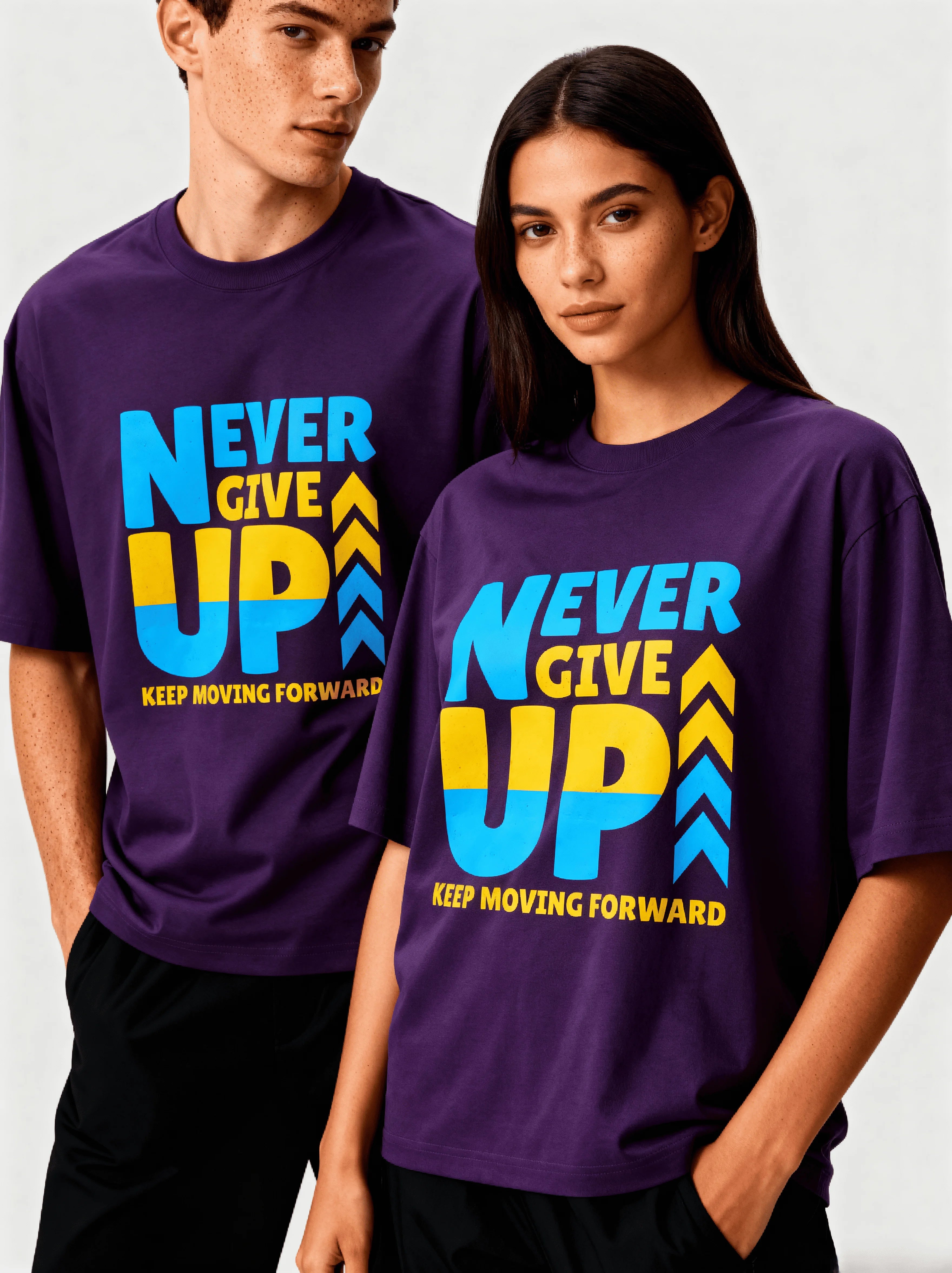 "Never Give Up" Oversized T-Shirt - CozyVora™