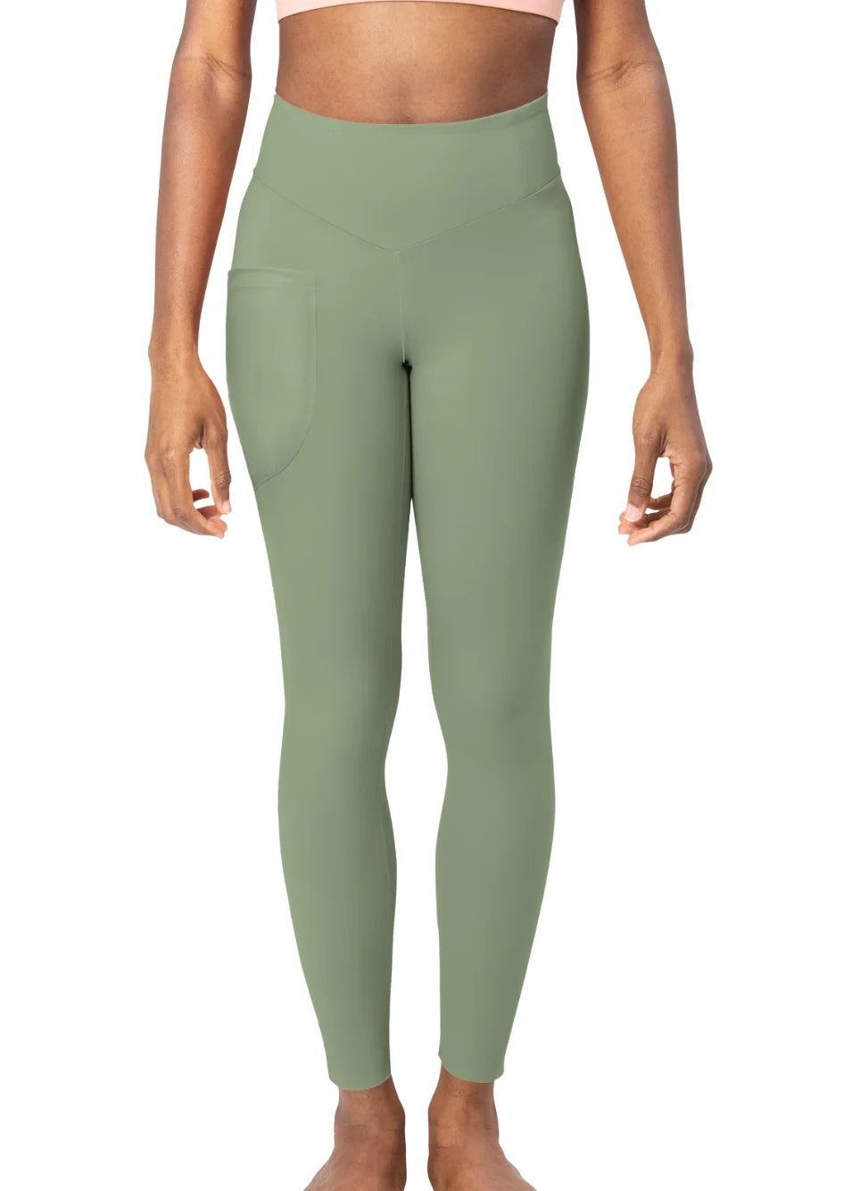 Sage Whisper LuxeFlex High-Waist Gym Leggings | With Side Pocket | Minimalist - CozyVora™
