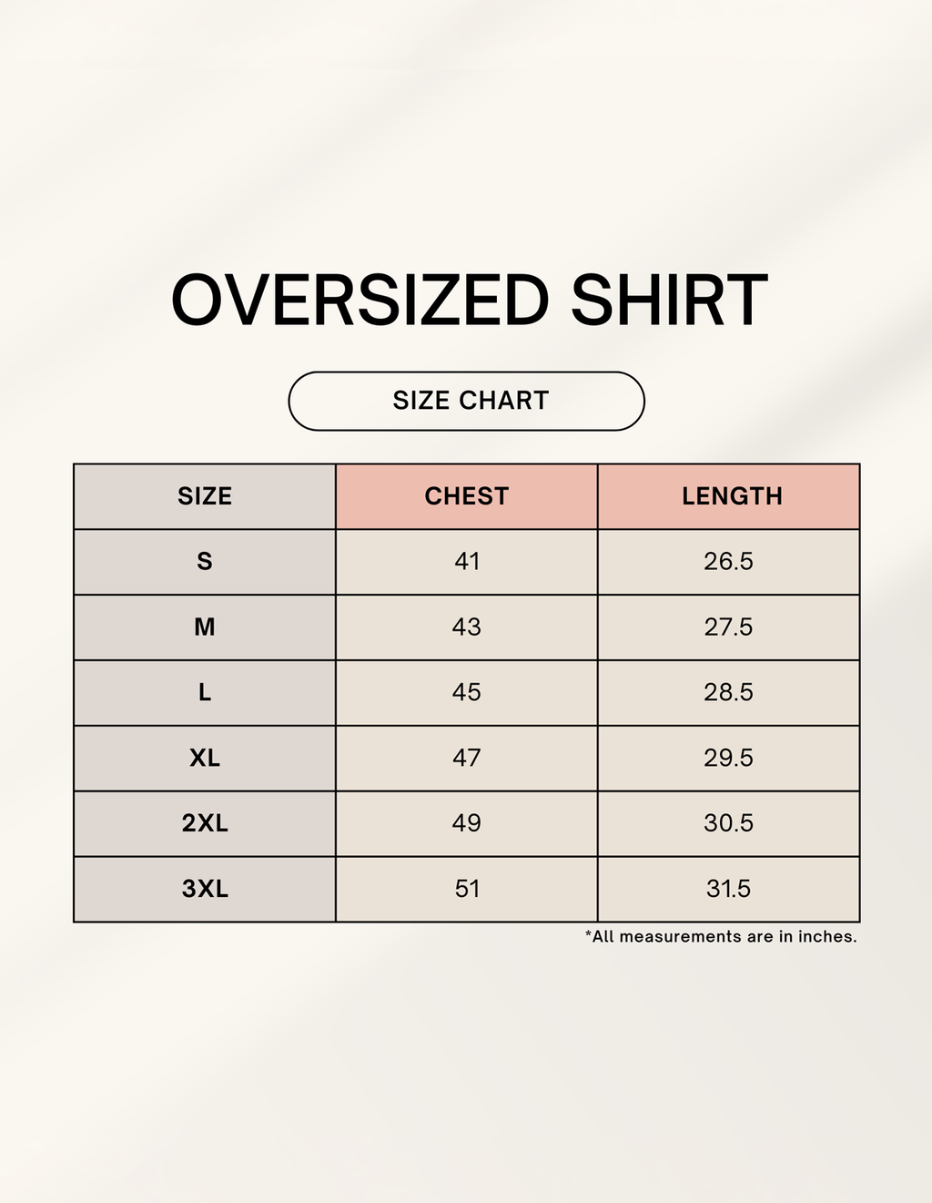 Size Chart
LoomArk Oversized Shirt