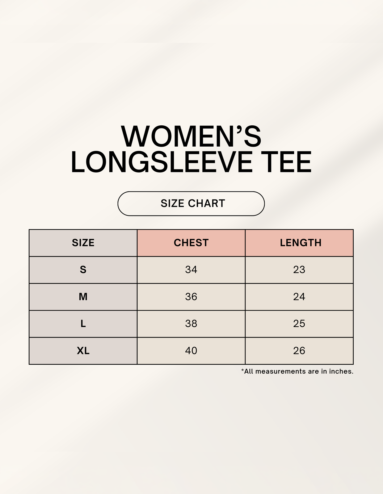Size Chart
The Linea Tee