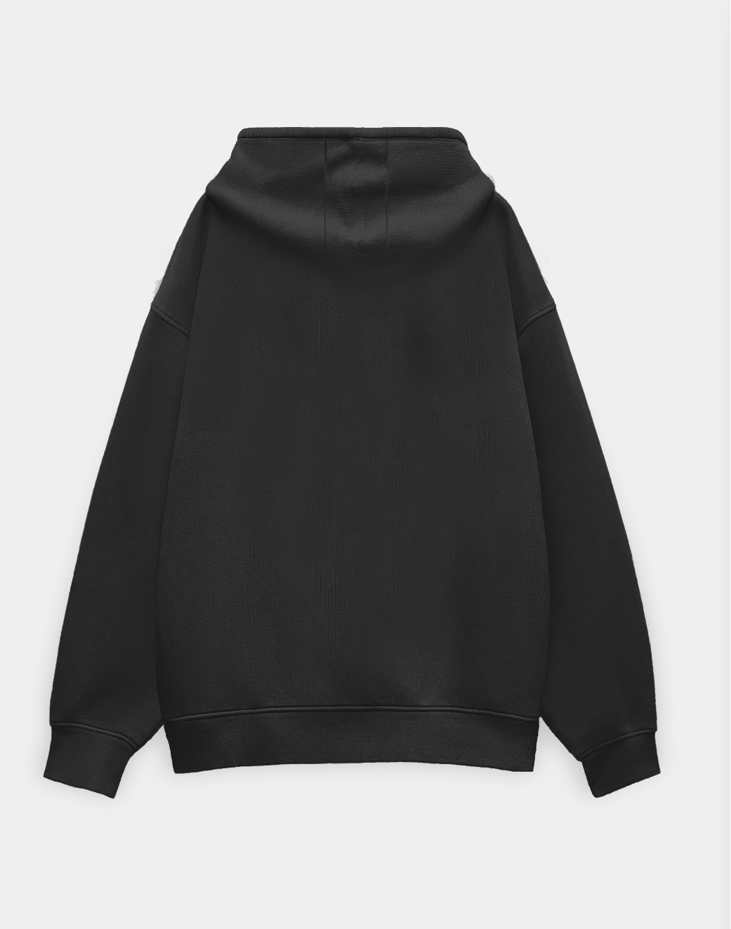 Black hoodie on a light gray background