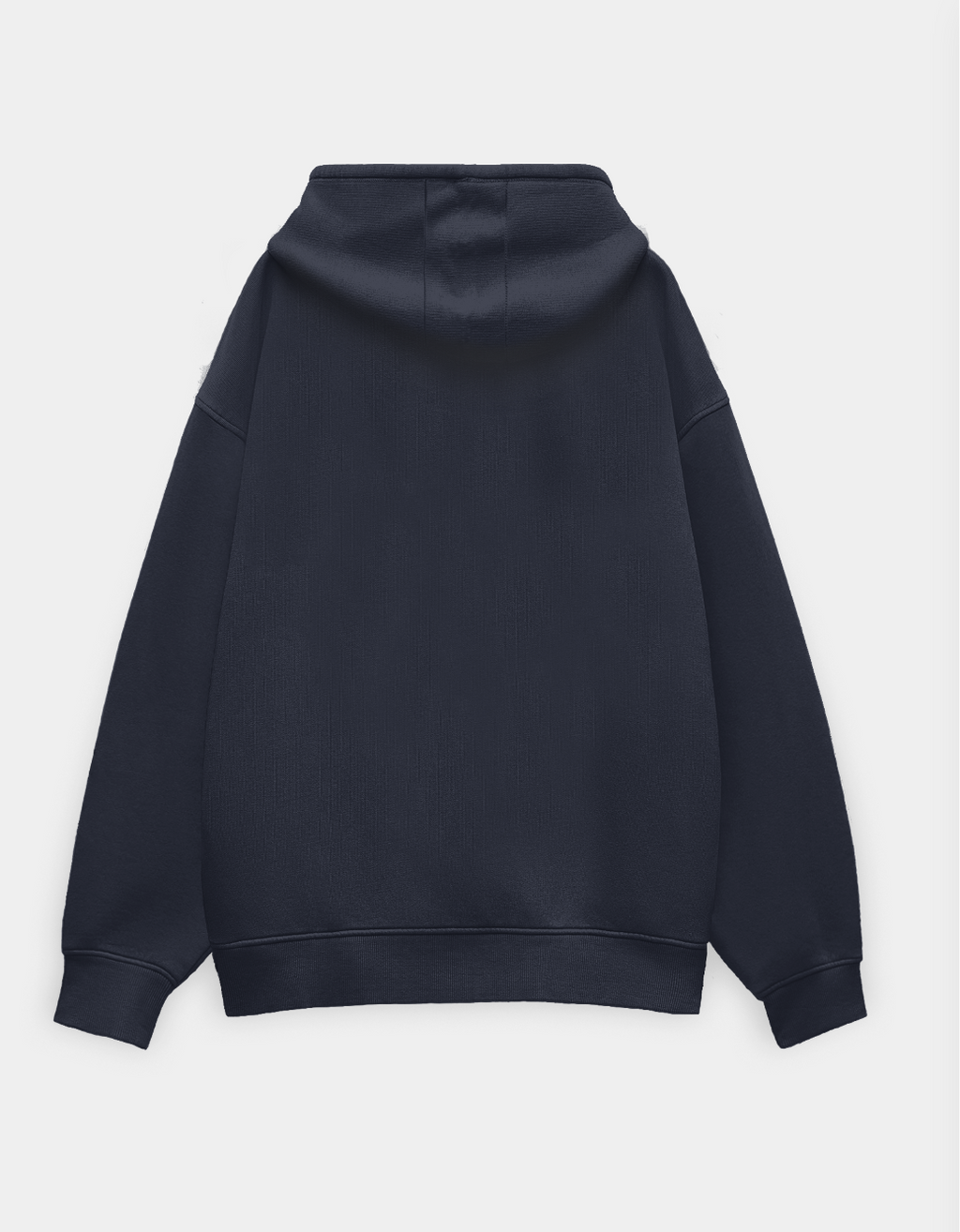 Navy blue hoodie on a light gray background