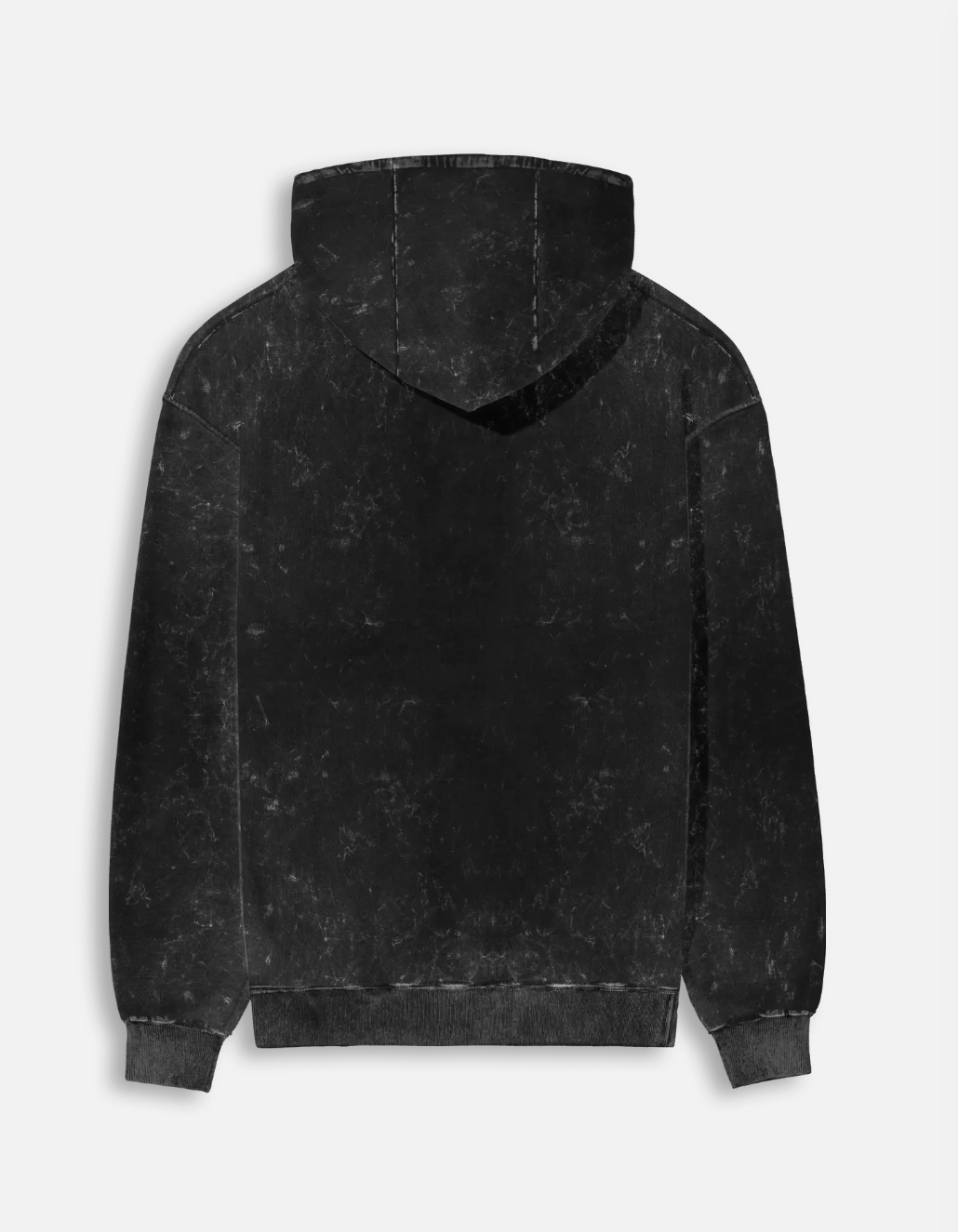 Black hoodie with a distressed texture on a white background