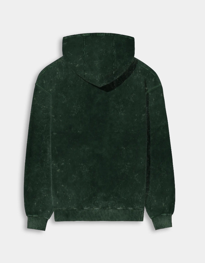 Green hoodie with a textured pattern on a light gray background