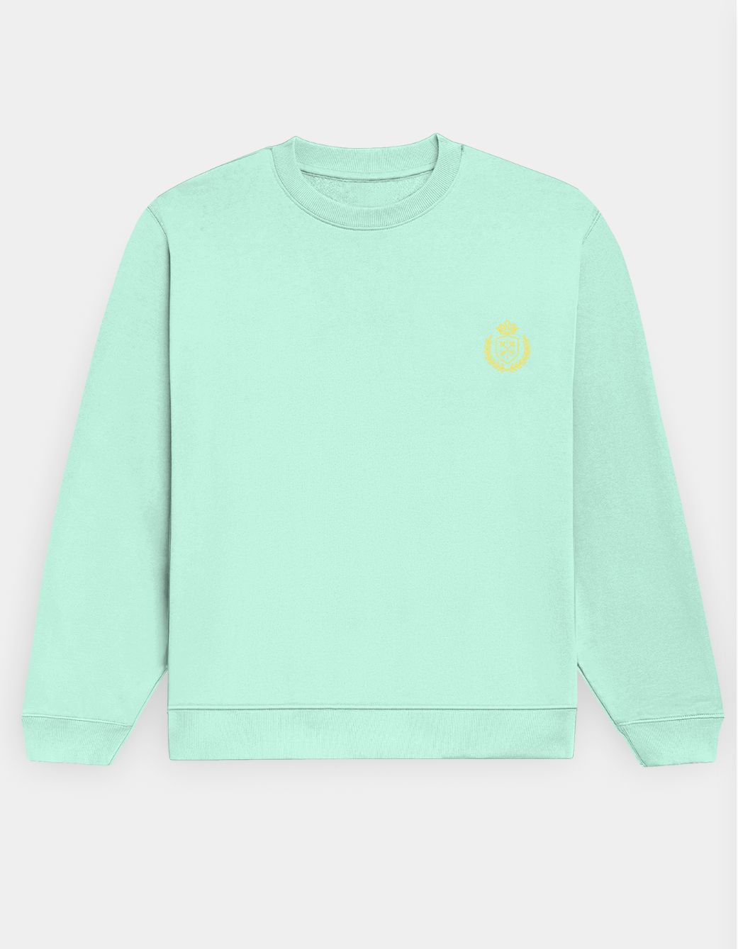 Light green sweatshirt with a small yellow logo on a light gray background
The Crestweight Sweatshirt Mint