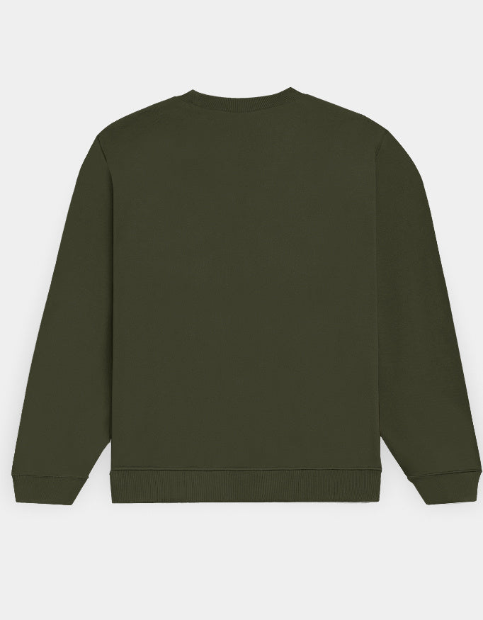 Olive Green sweatshirt on a white background
The Crestweight Sweatshirt Olive green