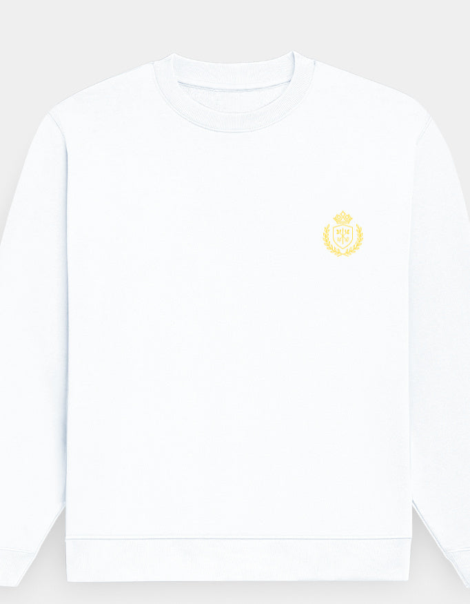 White t-shirt with a yellow logo on a white background
The_Crestweight_Sweatshirt White