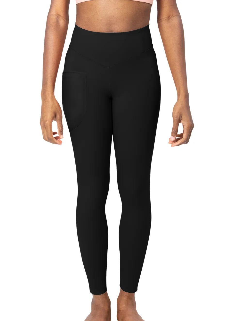 Black LuxeFlex High-Waist Gym Leggings | With Side Pocket | Minimalist - CozyVora™