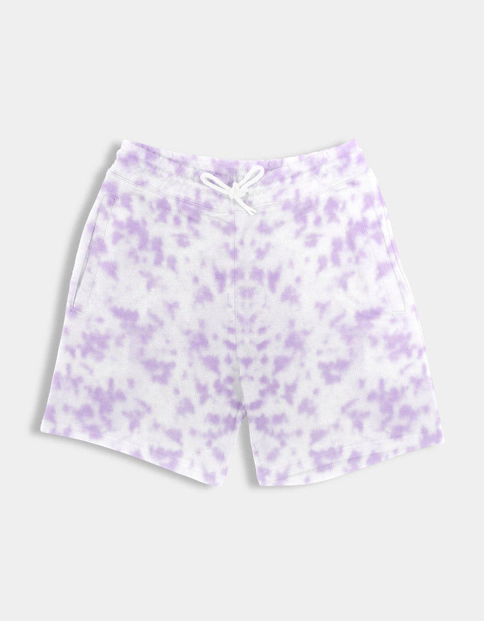 Cloudfade unisex tie dye shorts in premium cotton fleece – CozyVora

Shorts with a purple floral pattern on a white background