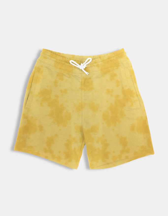 Cloudfade unisex tie dye shorts in premium cotton fleece – CozyVora

Yellow tie-dye shorts on a light gray background