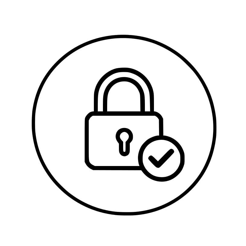 Minimalist black lock icon representing CozyVora’s secure and encrypted payment processing, designed to convey trust, privacy, and safe checkout for customers.
